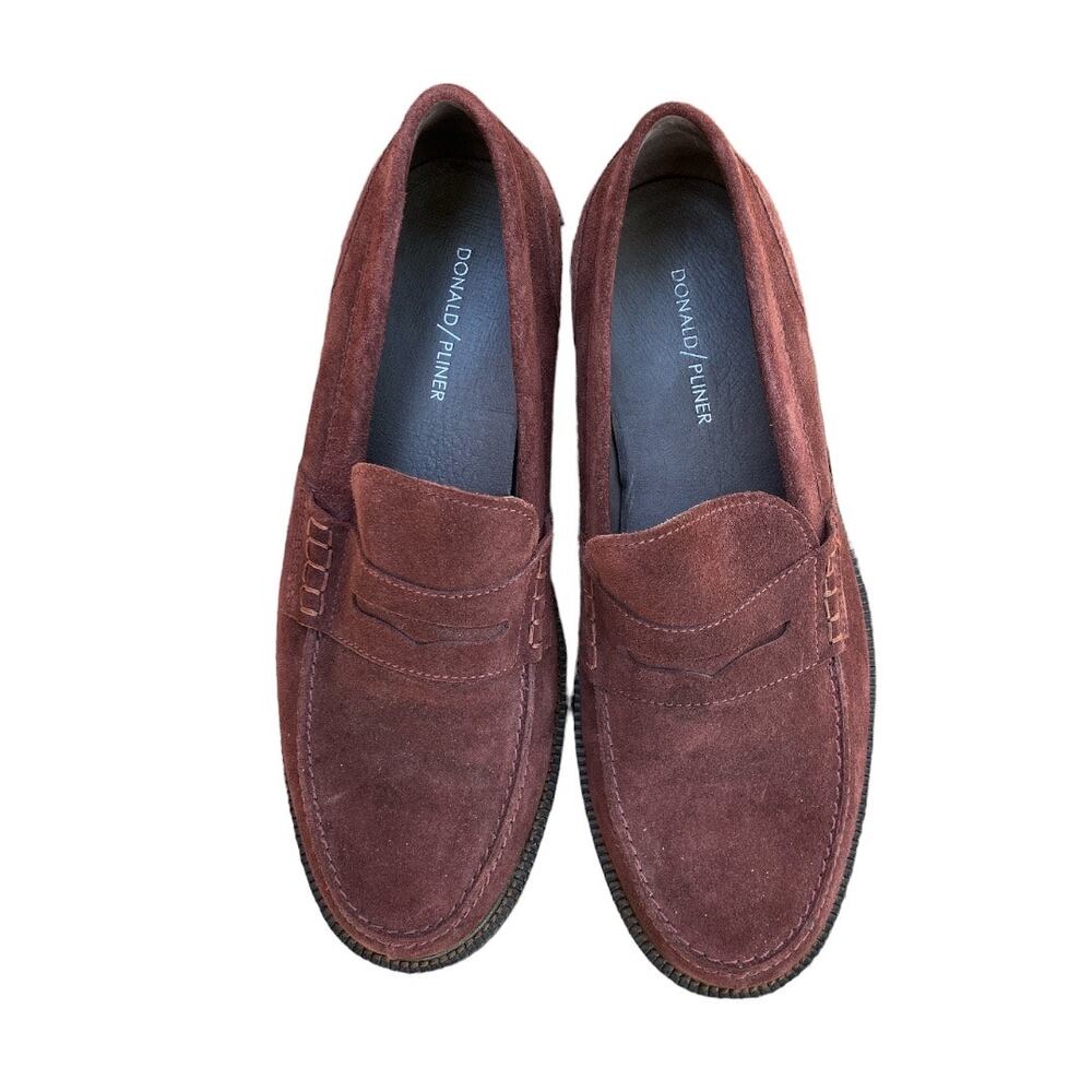 Donald Pliner Plum Suede Penny Loafer Landry Size 9 - Picture 2 of 8